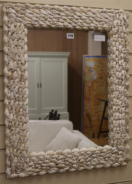 A shell applied wall mirror, 72 x 56cm